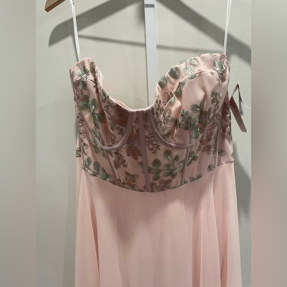 Dessy Collection Strapless Floral Embroidered Corset Maxi Dress Size 16 - Picture 3 of 11